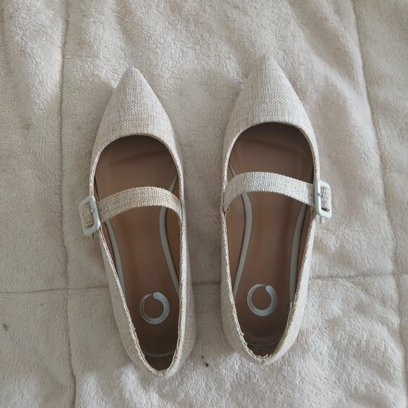 Journee Karissa Mary Jane Flat in Beige Linen - Picture 1 of 6